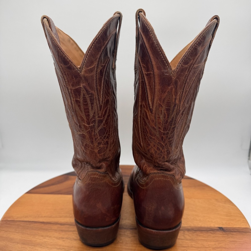 JRC & Sons Colton Mad Dog Boots Mens 9.5 Western Cowboy Brown Goat Leather - Picture 7 of 13